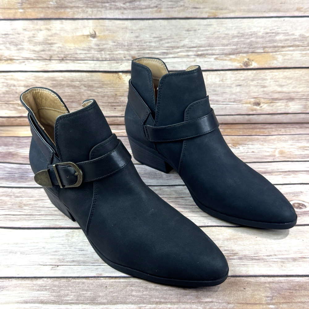 Wonderly Womens NWOB Black Faux Leather Fonda Ankle Boots 8.5M